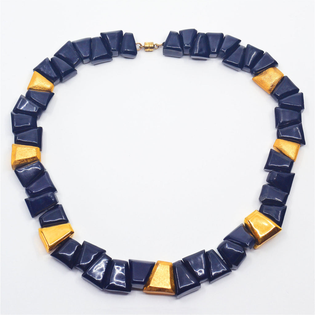 Blue and Gold Porcelain Choker Necklace Limited Editions