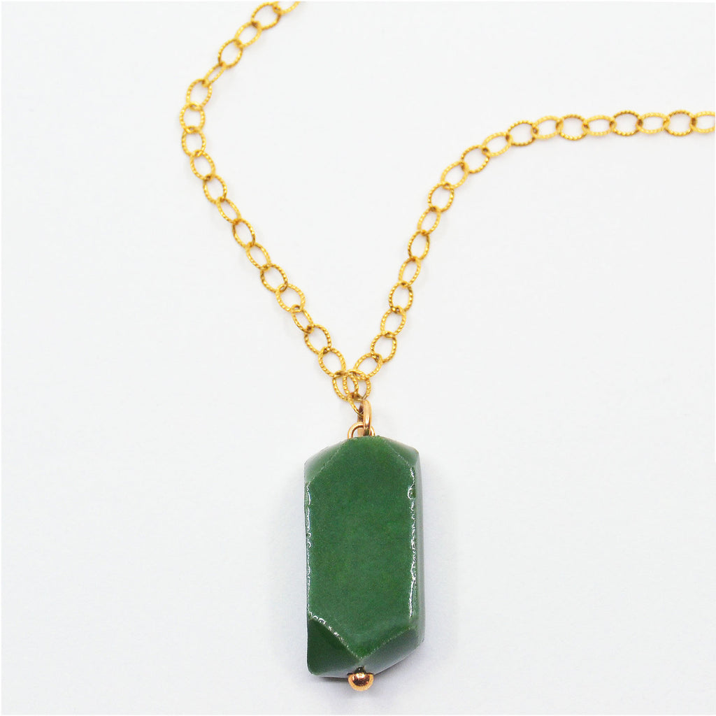 Emerald Green Gem Pendant Necklace