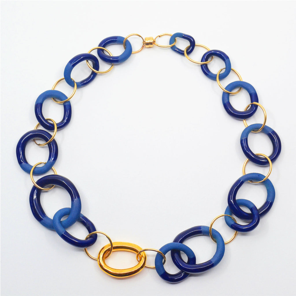 Roxy Blue and Gold Choker Chain